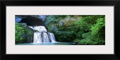 Waterfall in a forest, Lison River, Jura, France