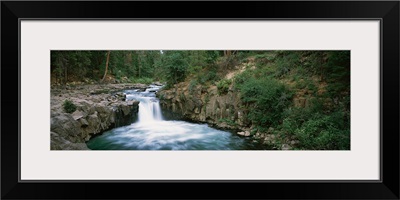 Waterfall in a forest, McCloud Falls, Lower Falls, Mt Shasta, California,