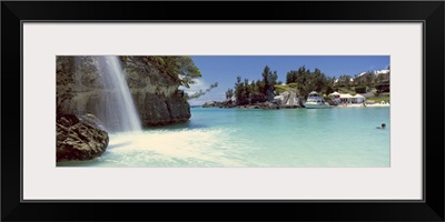 Waterfall With Tourist Resorts In The Background, Bermuda