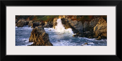 Waves breaking on rocks at the coast, Garrapata State Park, Big Sur, California