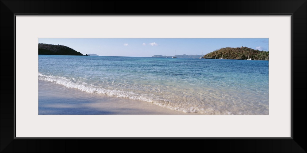 Waves breaking on the beach, Hawksnest Bay, St John, US Virgin Islands