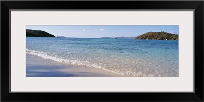 Waves breaking on the beach, Hawksnest Bay, St John, US Virgin Islands