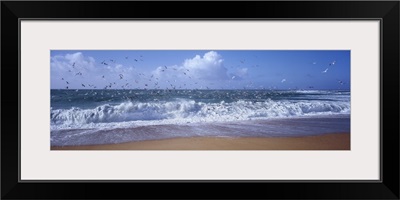 Waves breaking on the coast, Morbihan, Brittany, France