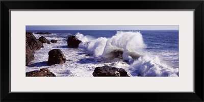 Waves breaking on the coast, Santa Cruz, Santa Cruz County, California,