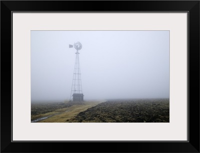 Windmill in heavy fog, Iowa
