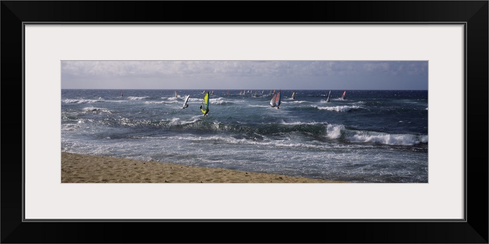 Windsurfing boards in the sea, Hookipa Beach Park, Maui, Hawaii Islands, Hawaii