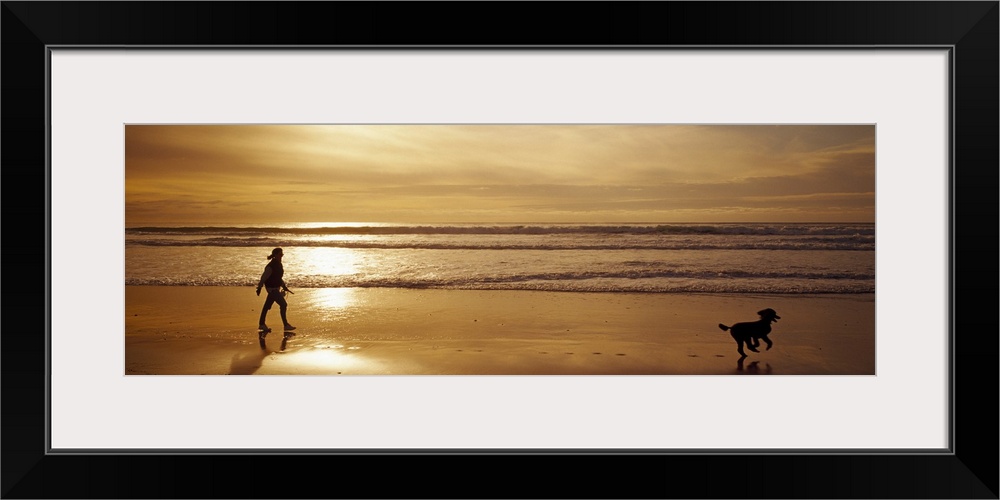 Woman & Dog Ocean Beach Carmel CA