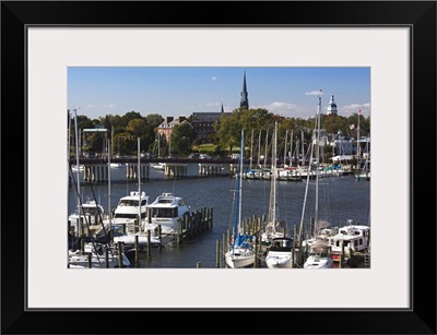 Yachts at a marina, St. Mary's Church, Annapolis, Anne Arundel County, Maryland