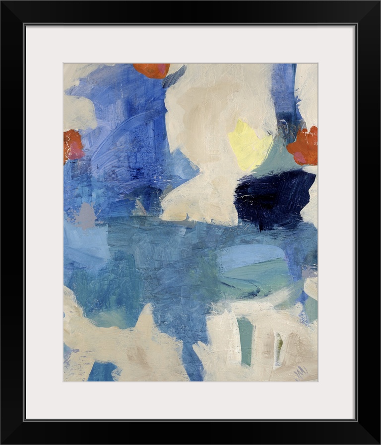 This vertical abstract painting of huge swaths of color against a neutral background is perfect home or office docor.