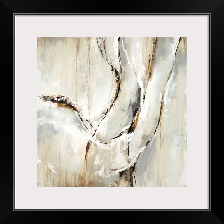 A flowing, feminine abstract in neutral shades of cream with tan and grey accents. It is contemporary in style, but could ...