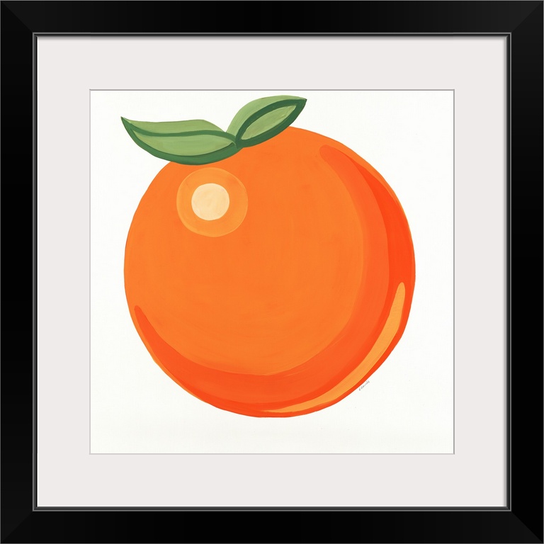 Simple cheerful painting of a single orange.