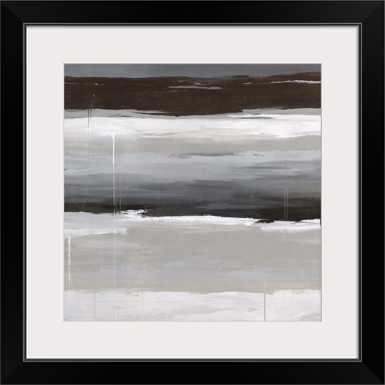 Abstract painting using earth tones in horizontal stripes.