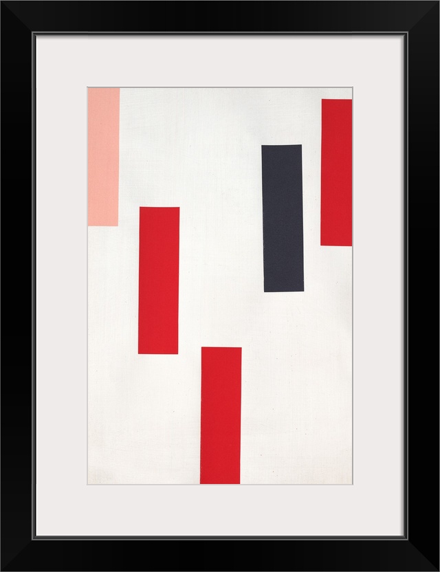 Geometric abstract with pink, red, and black rectangles falling from the top towards the bottom of the canvas.