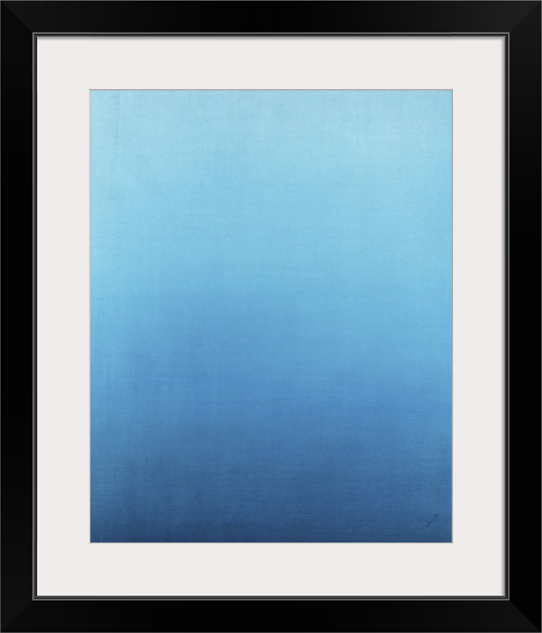 Contemporary painting of lblue fading into a lighter shade.