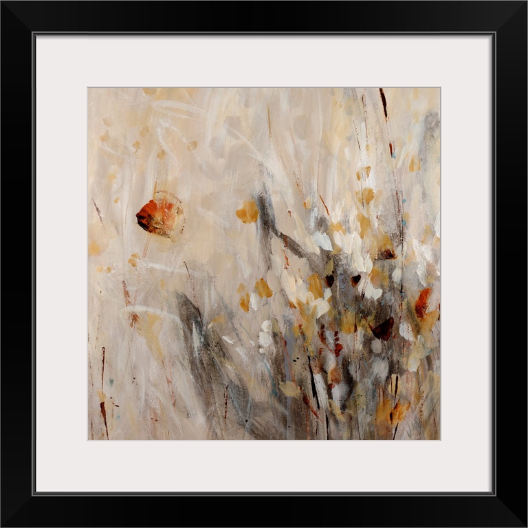 This abstract still life is a frenzy of brushstrokes capturing the gesture of stems, grass, and flower petals.