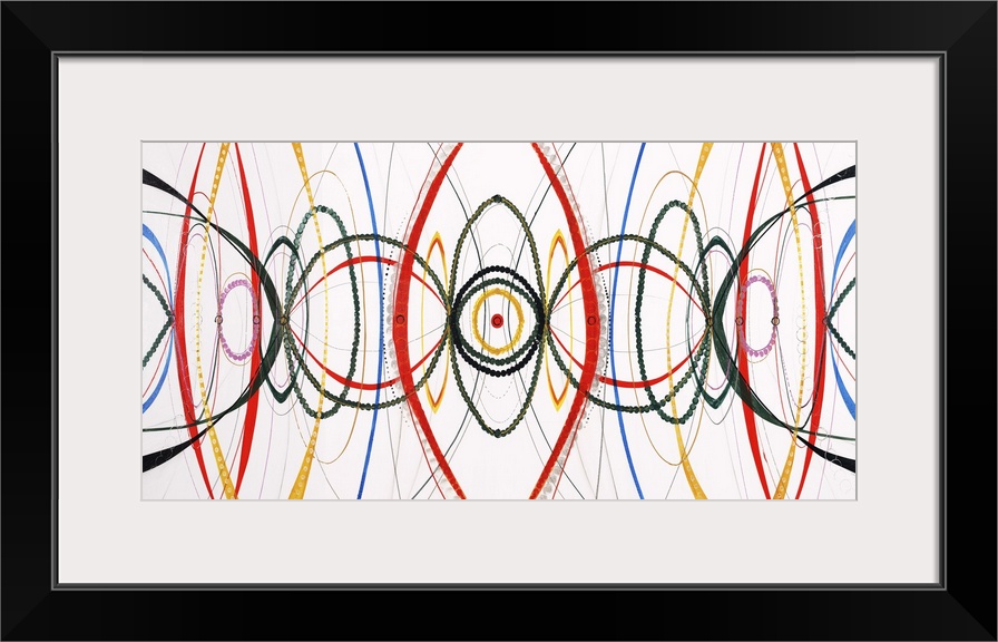 Contemporary abstract art of colorful lines in a kaleidoscopic design.