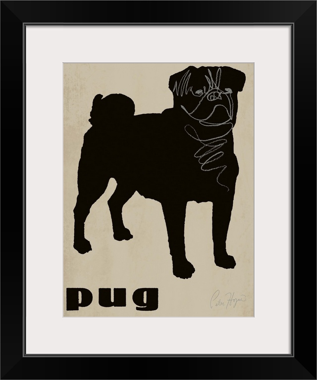 Black pug dog silhouette with pug typography.