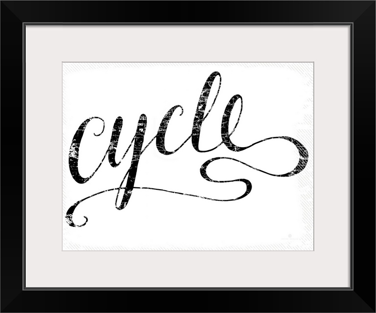 Hand lettered script font of the word Cycle.