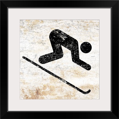 Old and Worn Downhill Skier Sign