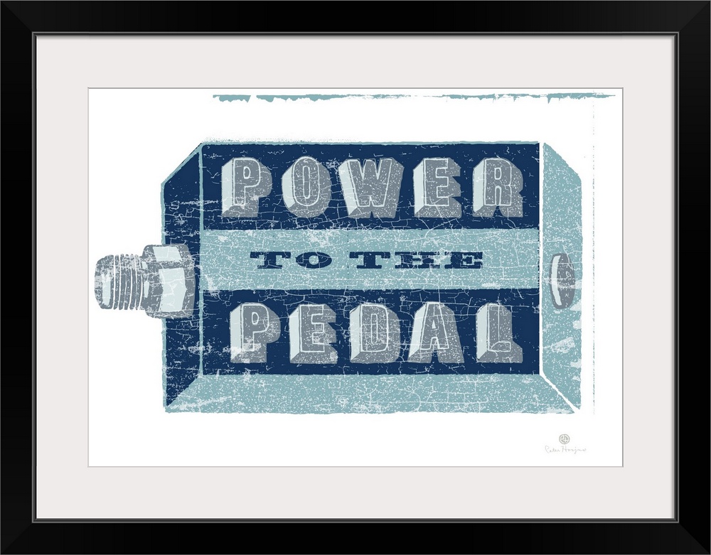 A graphic image of a bike pedal with the words Power to the Pedal on the pedal.