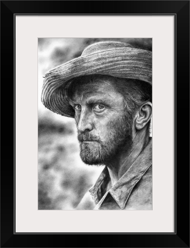 A pencil portrait of Kirk Douglas as Vincent Van Gogh based on a still from the 1956 movie Lust For Life.