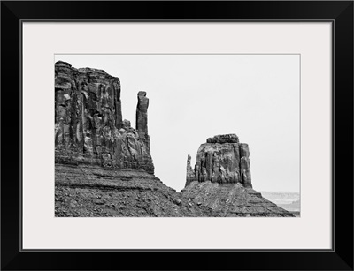 Black And White Arizona Collection - West And East Mitten Butte Monument Valley
