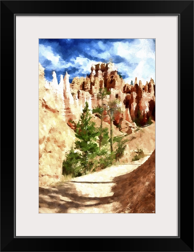 A photograph of Bryce Canyon, Utah with a painterly effect.