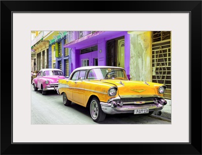 Cuba Fuerte Collection - Old Cars Chevrolet Yellow and Pink