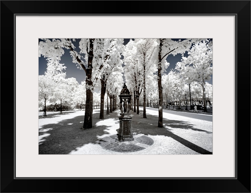 A view of a fountain in a park in Paris with selective coloring. From the "Another Look" series.