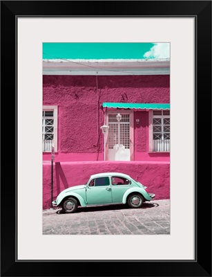 VW Beetle Car and Deep pink Wall