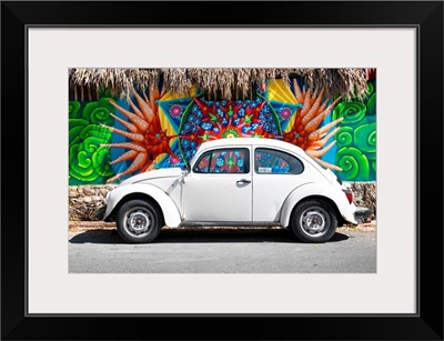 White VW Beetle Car in Cancun
