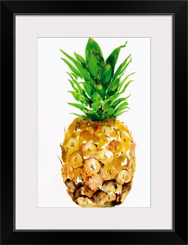 Watercolor illustration of a pineapple on white.