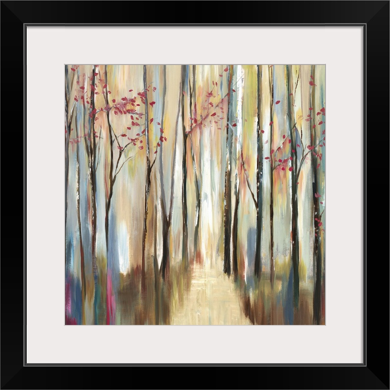 Contemporary home decor artwork of an autumn forest.