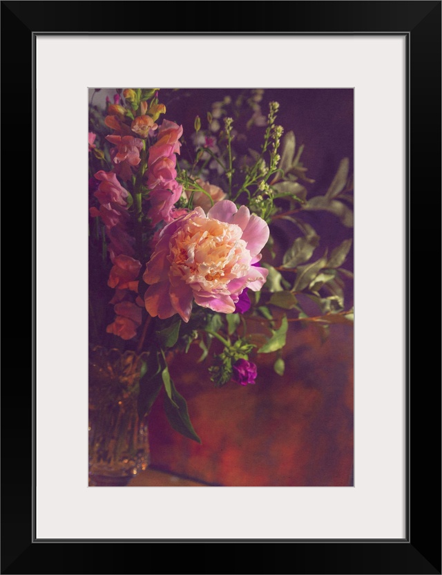 Still life with peony and snap dragons.