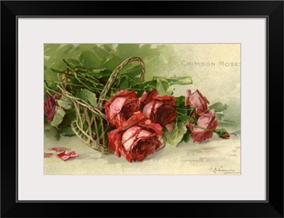 Crimson Roses in a Woven Basket