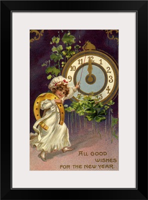 New Year's Girl with Clock