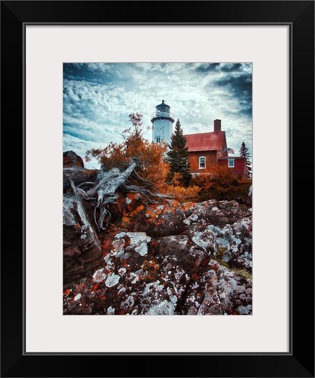 A shot of Eagle Harbor Lighthouse at Eagle Harbor, Michigan.