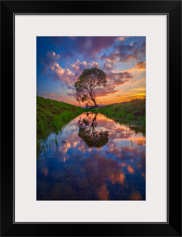 Reflection of sunset light at Kg Permatang Buloh, Malaysia,