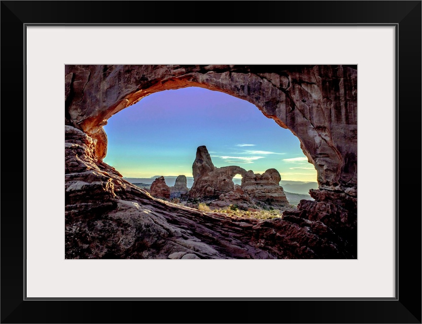 View through the Window Arch in Arches National Park, Utah.