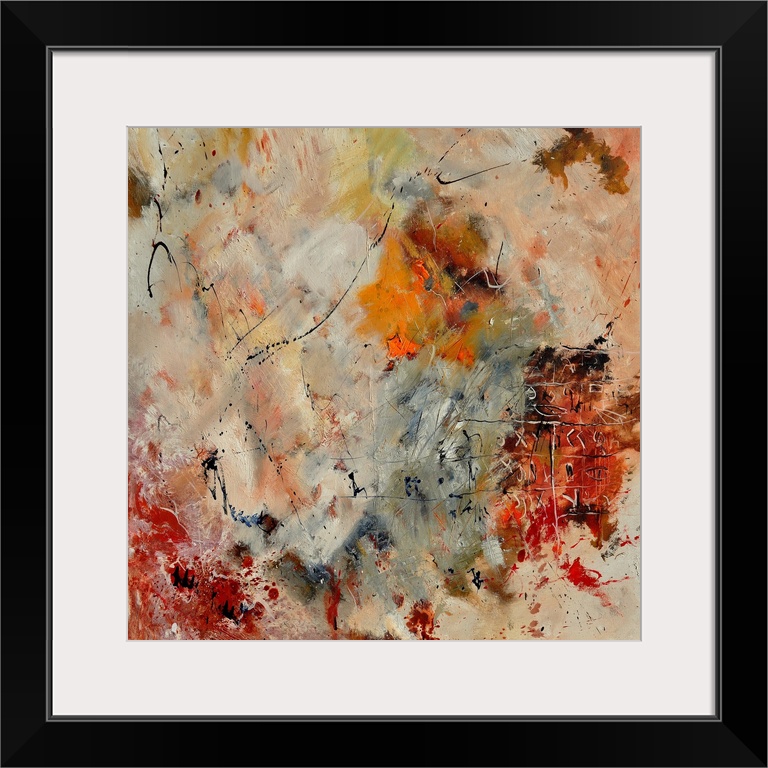 A square abstract landscape with muted colors of brown and orange.