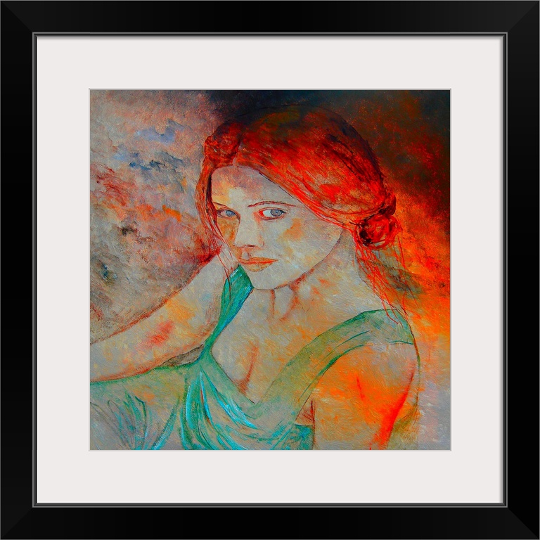 A vibrant contemporary painting of a female with red hair.