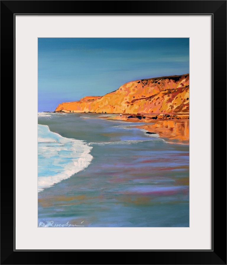 Blacks Beach Cliffs at Low Tide by RD Riccoboni. La Jolla San Diego, reflects into the shimmering sand beach as the waves ...