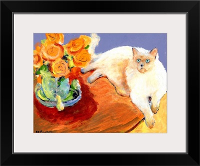 Cat and Flowers, painting