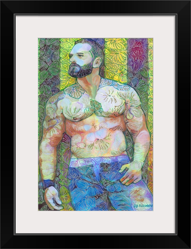 Sexy Flower Bear man in a Limited Edition, Dogwood In The Bear Garden by RD Riccoboni.Created in a contemporary impression...