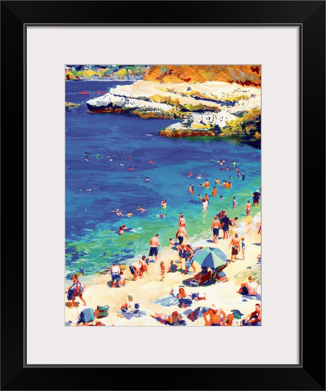 Painting of The Cove, La Jolla, in sunny San Diego, California. Bright and vibrant colors capture the heat of summer in th...