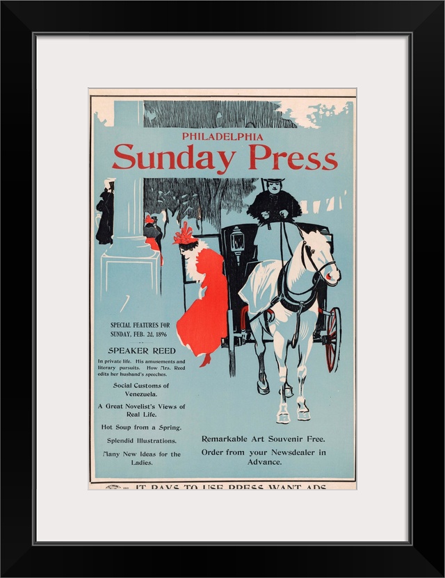 Advertisement for Philadelphia Sunday Press: February 2nd, 1896