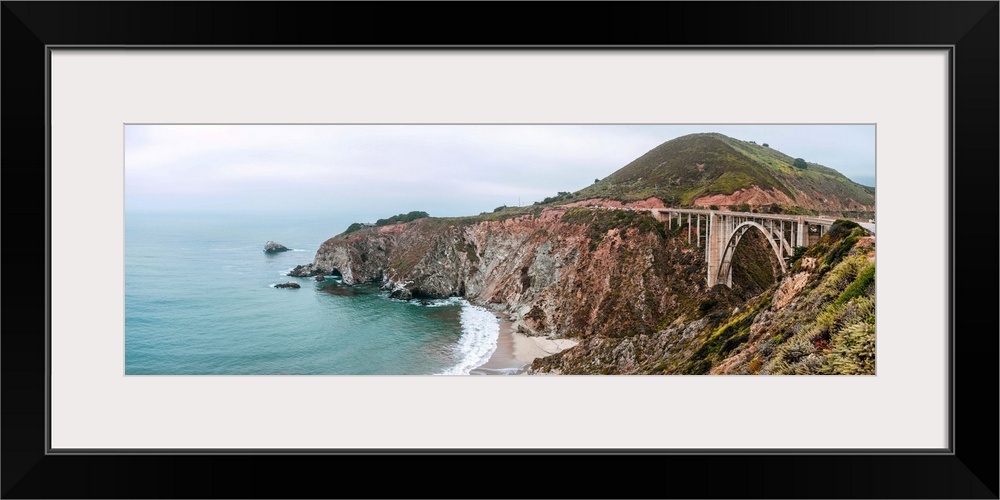 Distant view of Bixby Creek Bridge in Monterey County, California.