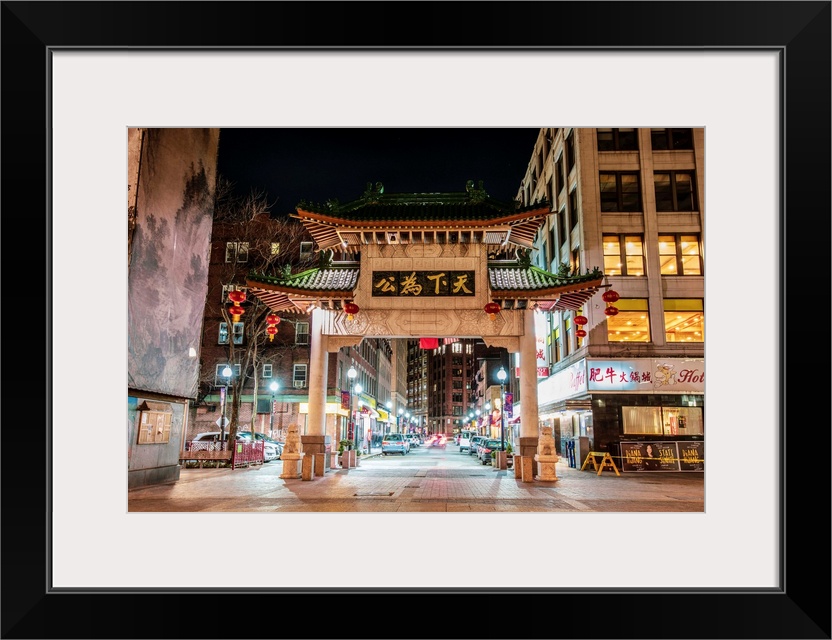 Photo of Boston's elegant paifang gate marks the official entrance to Chinatown.