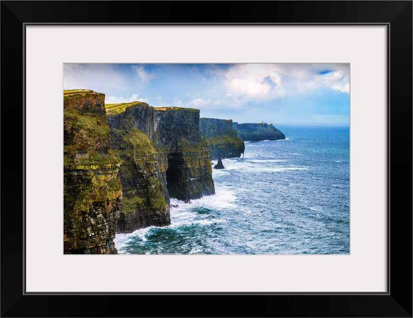 Landscape photograph of the picturesque Cliffs of Moher, located at the southwestern edge of the Burren region in County C...