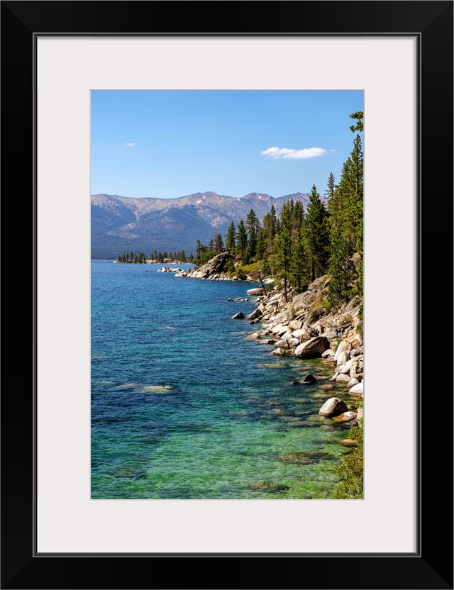 View of eastern shore of Lake Tahoe in California and Nevada.
